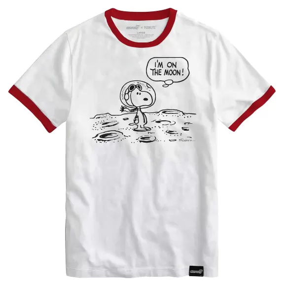 Super7 Peanuts^Peanuts T-Shirt - Snoopy On The Moon Ringer