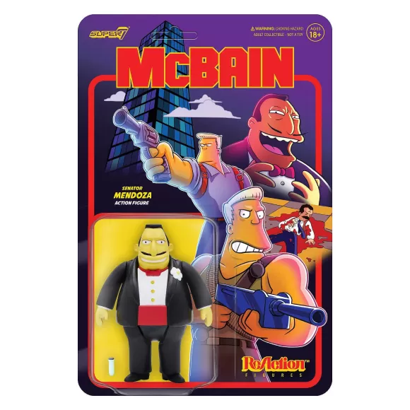 Super7 The Simpsons^The Simpsons Reaction Wave 1 Mcbain - Senator Mendoza