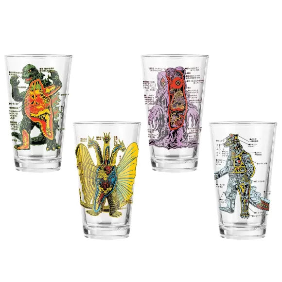 Super7 Godzilla^Toho Drinkware - Anatomical Kaiju (Set Of 4)