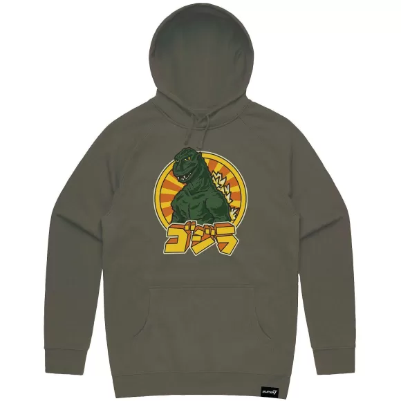 Super7 Godzilla^Toho Godzilla Retro Army Green Pullover Hoodie