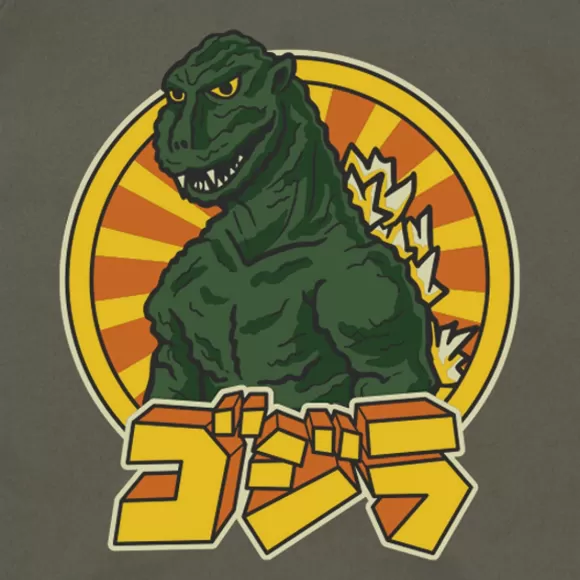 Super7 Godzilla^Toho Godzilla Retro Army Green Pullover Hoodie