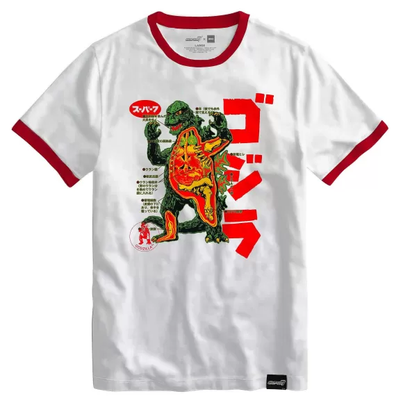 Super7 Godzilla^Toho T-Shirt - Anatomical Godzilla Ringer