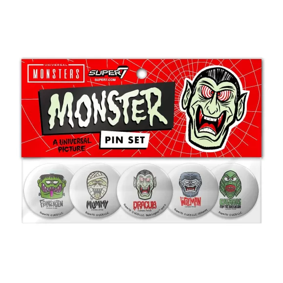 Super7 Universal Monsters^Universal Monsters Button Pack - Freakyfaces (Set Of 5)