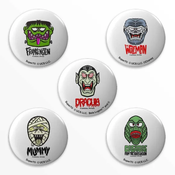 Super7 Universal Monsters^Universal Monsters Button Pack - Freakyfaces (Set Of 5)